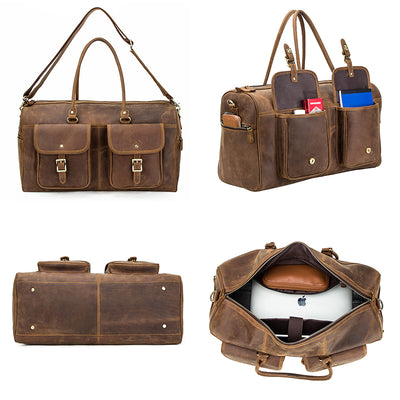 Bolsa de Viaje Grande en Cuero Crazy Horse Estilo Retro - Image 3