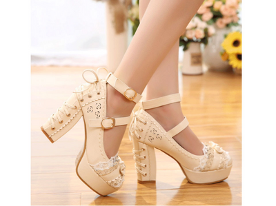 Zapatos Mary Jane de Tacón Alto Princesa Japonesa Otoño Impermeables con Lazo - Image 6