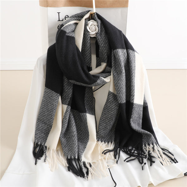 Bufanda de Colores Coordinados con Flecos para Mujer - Chal Casual Versátil