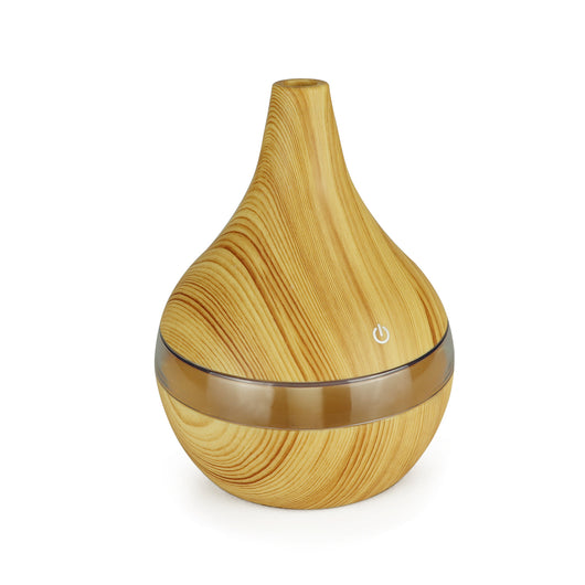 Dark wood grain USB mini tip air purifier and humidifier with a teardrop shape and a silver band. - Image 9