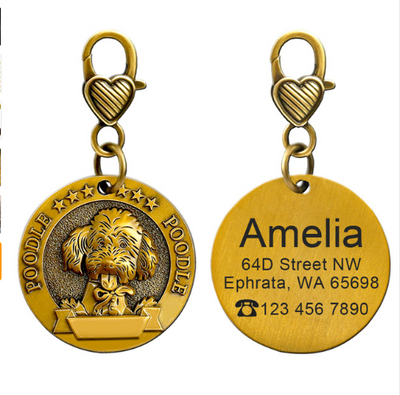 Placa de Identidad Personalizada para Perros - Grabado Personalizado Antimaterial Bronce - Image 4