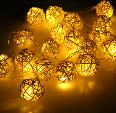 Luces LED de Bolas de Ratán