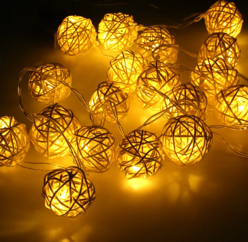 Luces LED de Bolas de Ratán