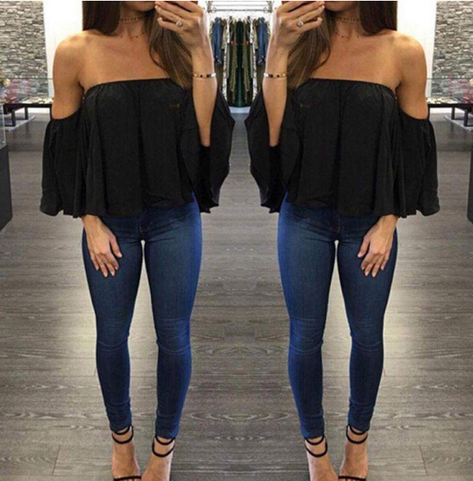 Blusa Chifón Elegante con Cuello Envuelto y Mangas Largas