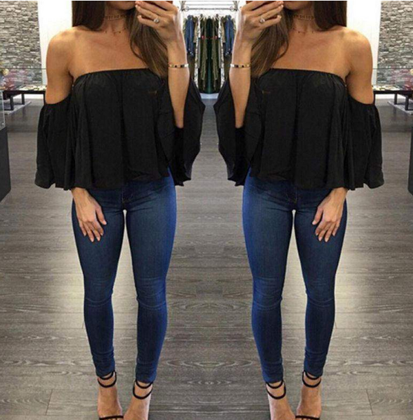 Blusa Chifón Elegante con Cuello Envuelto y Mangas Largas
