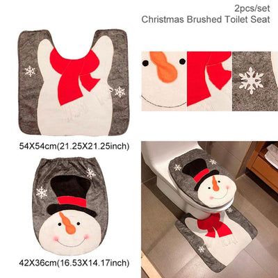 Juego de Decoración Navideña para Baño - Cortina de Ducha y Funda de Inodoro Papá Noel - Image 3