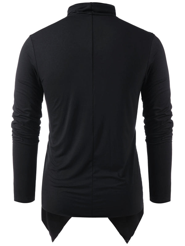 Cardigan Tipo Camiseta Manga Larga para Hombre - Diseño Clásico de Color Sólido