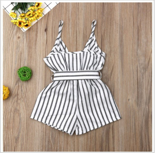 Vestido Infantil de Una Pieza con Tirantes y Rayas - Image 2