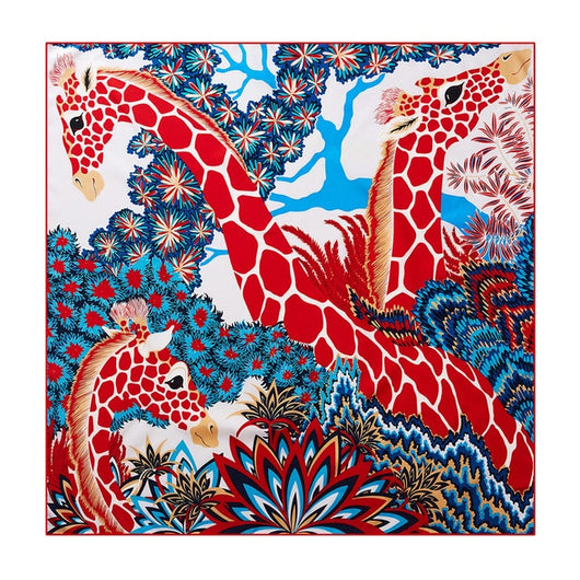 Pañuelo Cuadrado de Seda Twill Jirafa 90cm Enrollado a Mano para Mujer - Image 16