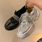 Zapatos Plataforma Papá con Tacón Medio y Cristales Brillantes