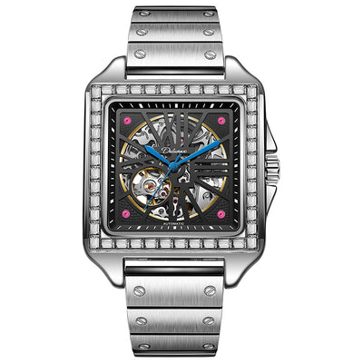 Reloj Automático de Diseño Cuadrado con Diamantes - Image 7
