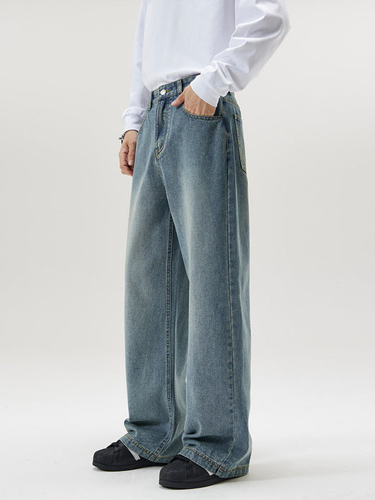 Pantalones Vaqueros Holgados Lavados Estilo Americano para Hombre - Image 9