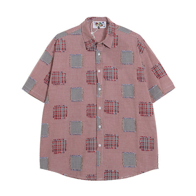 Camisa de Cuadros con Parches Desgastados para Hombre - Image 2