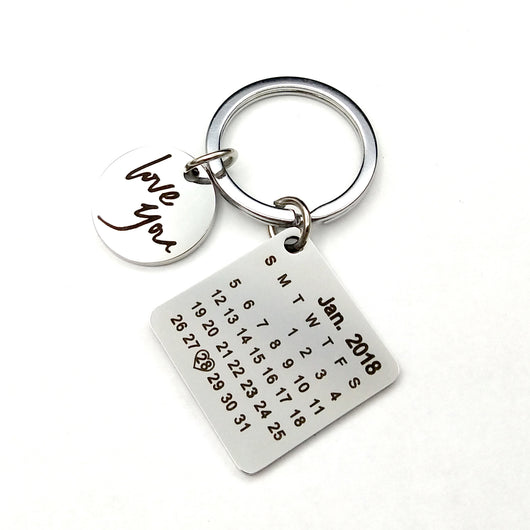 Llavero Calendario Personalizado Grabado a Mano Acero Inoxidable Regalo Pareja - Image 16