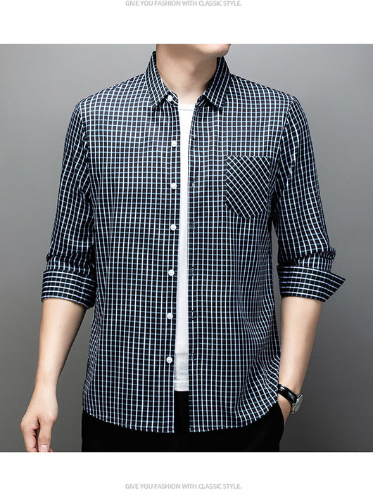 Camisa de Cuadros Manga Larga para Hombre - Primavera y Otoño - Image 16