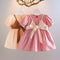 Vestido Princesa Coreano de Dos Piezas con Mangas Abullonadas