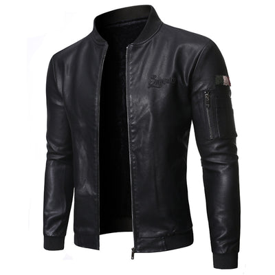 Chaqueta de Cuero Lavado para Hombre con Cuello Tipo Smoking - Image 11