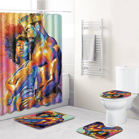 Cortina de baño antideslizante con tapete integrado - Image 2
