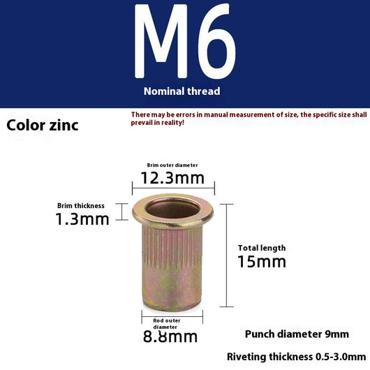 Tuerca Remachable Cabeza Plana Zinc Plateado - Image 10