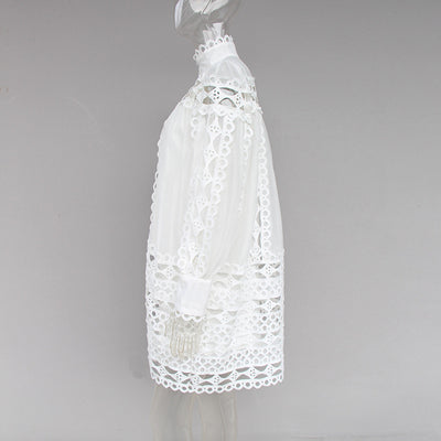 Vestido con Mangas Linterna y Detalles Calados - Image 8