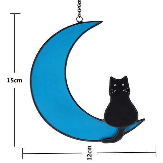 Adorno Colgante Gato Blanco y Negro Luna - Vidriera Decorativa - Image 5