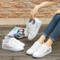Zapatillas Deportivas Casual para Mujer con Diseño de Gatito - Blancas de PU