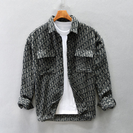 Abrigo Camisero de Lana Cuadros Houndstooth Hombros Caídos para Hombre - Image 2