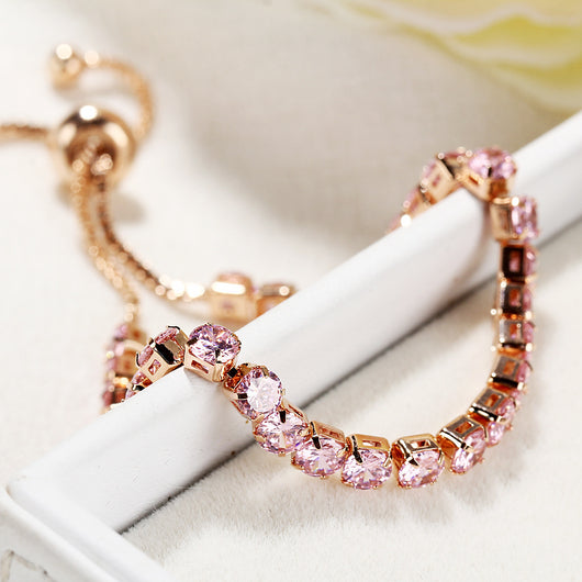 Pulsera de Cristal con Deslizador Ajustable - Joyería Chapada en Oro para Mujer - Image 4