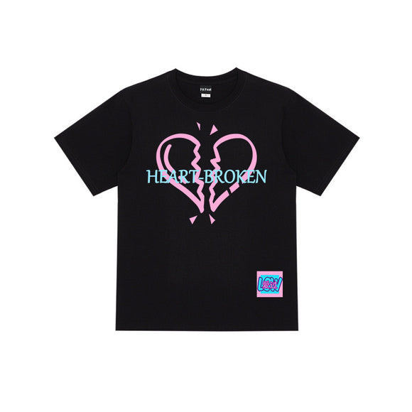 Camiseta Estampada Retro Corazón Amor Manga Corta