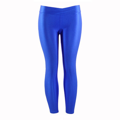 Pantalones Capri Elásticos Talle Bajo Brillante en Colores Neón para Mujer