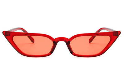 Narrow cat-eye sunglasses with a transparent yellow frame and yellow tinted lenses on a white background. - Image 8