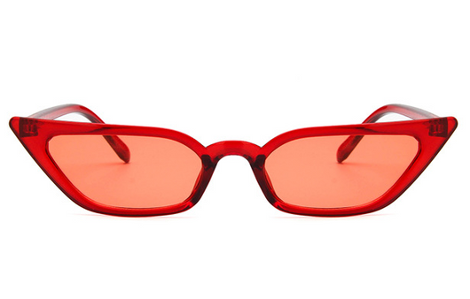 Narrow cat-eye sunglasses with a transparent yellow frame and yellow tinted lenses on a white background. - Image 8