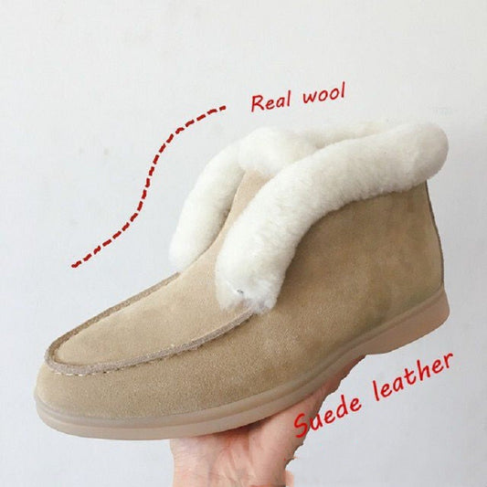 Zapatos Planos de Algodón con Punta Redonda y Diseño Liso