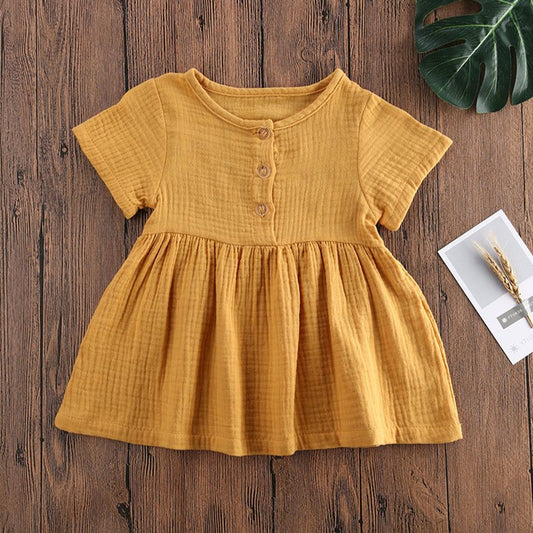 Blusa Retro de Manga Corta en Colores Sólidos para Niñas