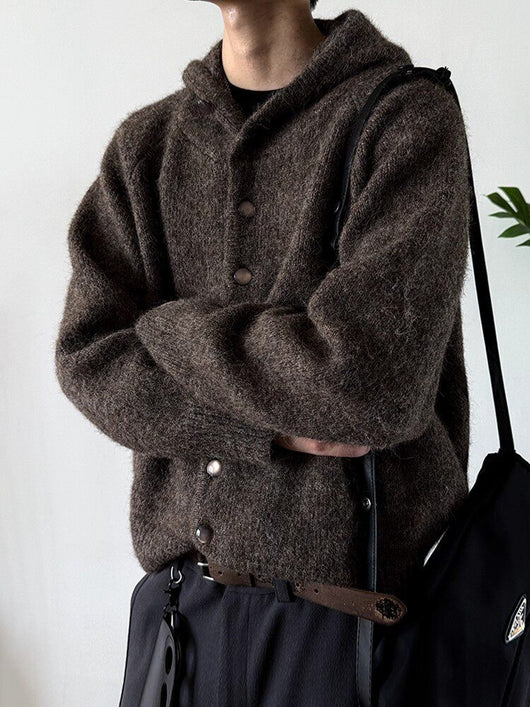 Cardigan Retro Japonés con Capucha y Botones para Hombre - Otoño Invierno - Image 7