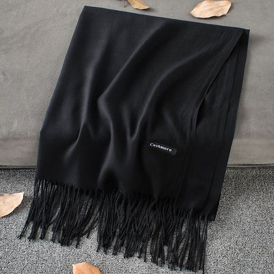 Pashmina Elegante de Color Liso con Borlas - Image 49
