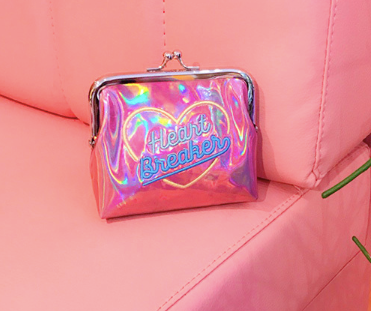 Cartera Holográfica Harajuku Girl Crush con Bordado Láser - Billetera Corta Multiusos - Image 3