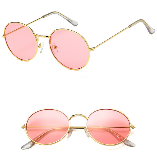 Round clear lens glasses with silver metal frames and black temple tips, shown from an angled and front view. - Image 7