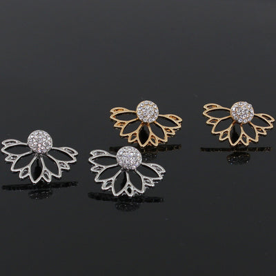 Aretes de Loto con Diamantes Incrustados - Image 3