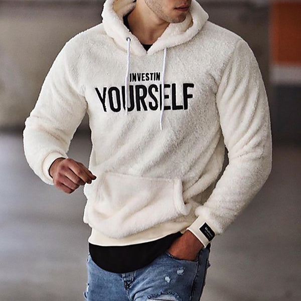 Sudadera Tipo Hoodie Esponjosa para Hombre - Pullover Casual con Bolsillo Canguro