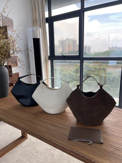 Bolso Bucket de Cuero Genuino Ante Esmerilado Gran Capacidad - Image 14