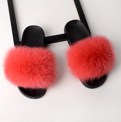 Pantuflas de Piel de Zorro Genuina para Mujer - Sandalias Deslizantes de Verano - Image 15
