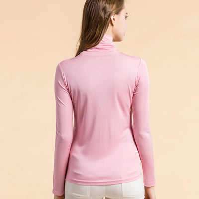 Blusa de Cuello Alto en Seda - Pullover Manga Larga para Mujer - Image 2
