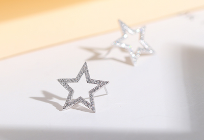 Aretes de Plata Esterlina con Estrella de Cinco Puntas - Diseño Japonés y Coreano - Image 4