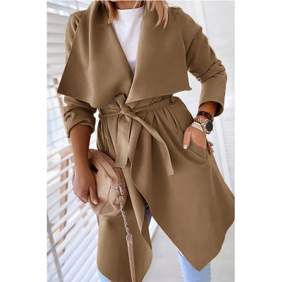 Abrigo Trench Coat Clásico de Color Sólido - Image 5