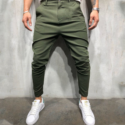 Pantalones Casuales Slim Fit en Tela Tejida Color Sólido para Hombre - Image 9