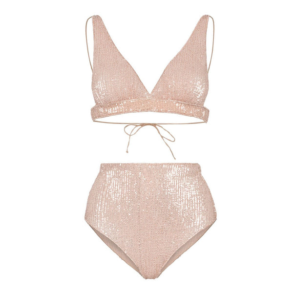 Traje de Baño Bikini de Lujo Dividido con Lentejuelas - Image 5