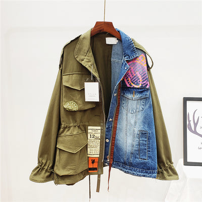 Chaqueta de Mezclilla con Costuras de Contraste