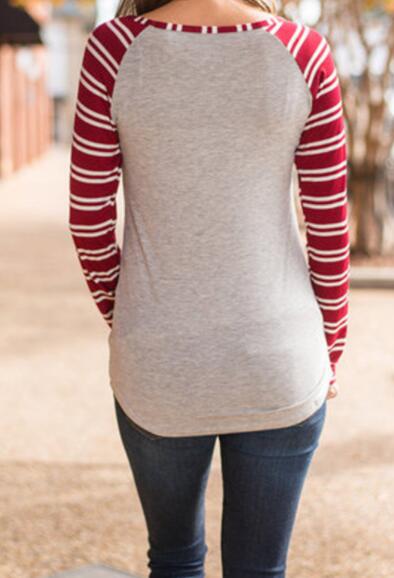 Camiseta Niña Manga Larga Estampado Copo de Nieve y Rayas - Moda Europea - Image 3