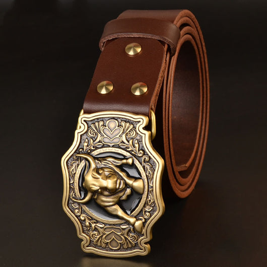 Cinturón de Cuero Genuino con Hebilla de Cobre - Diseño Clásico y Resistente - Image 6